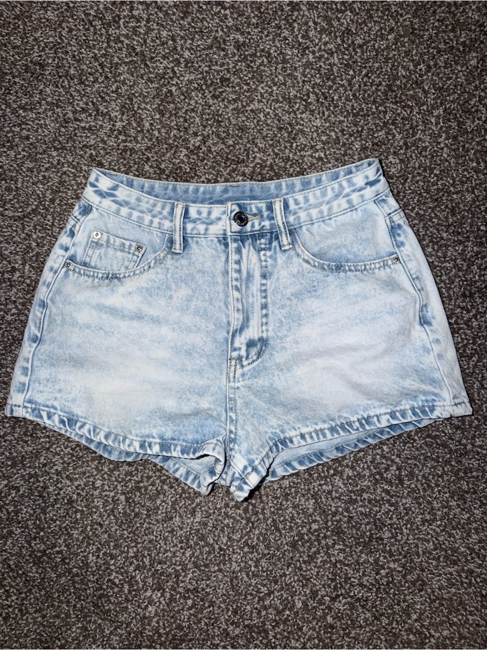 High-Rise Light Acid Wash Denim Shorts - Women